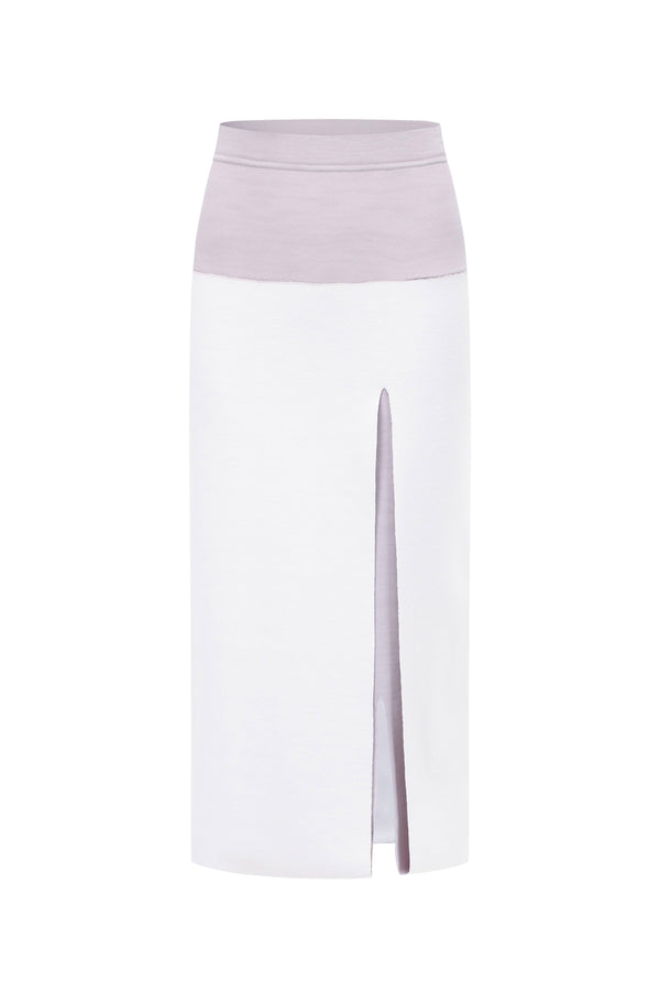 SWAYING/KNIT wool double-sided contrast slit skirt SW24SS3B30 white